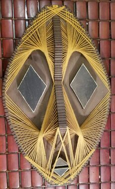 Vintage Midcentury String Art 3D African Tribal Mask Wall Art 18.5"x12.25"x4.75"